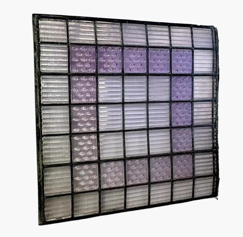 ANTIQUE LUXFER STYLE PRISM STAINED GLASS WINDOW, 56 tiles, 16 amethyst raindrops Cover