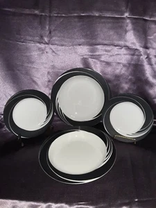 4 Pc. Jewels Block Spals Black Pearl by Jack Prince Bread Plates and Soup Bowls - Picture 1 of 4