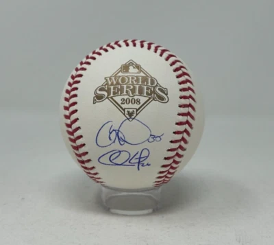 Chase Utley And Cole Hamels Signed Rawlings 2008 World Series Baseball PSA 050 - Image 1 of 3