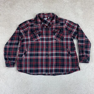 Woolrich Flannel Top Womens Extra Large Red Black Plaid Long Sleeve Button Up - Picture 1 of 10