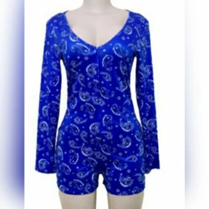 XXL Bandana Paisley Sexy Women's One piece Pajamas Plus Body Suit Romper Lounge - Picture 1 of 2