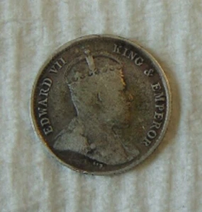 1904 HONG KONG BRITISH COLONY - .800 SILVER 5 CENTS ~ EDWARD VII - Picture 1 of 2