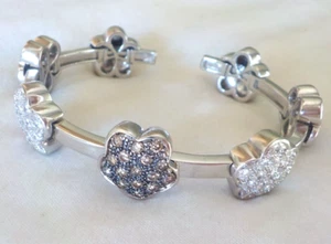 18K White Gold Floral Cuff Brown Diamond Bracelet - 41.8 gms, 6.2 in, 3.42 ctw - Picture 1 of 12