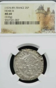 Henry III, 1574-1589. Billon Double Sol Parisis, France. NGC MS60 - Picture 1 of 2