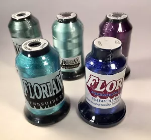 New FIVE Shades Of Green Blue Purple Floriani Polyester Embroidery Thread Lot - Picture 1 of 13