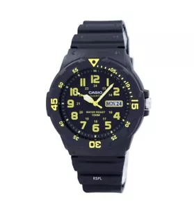 Casio Analog Sport MRW-200H-9BVDF Wrist Men Watch BLACK / Yellow trim - Picture 1 of 3