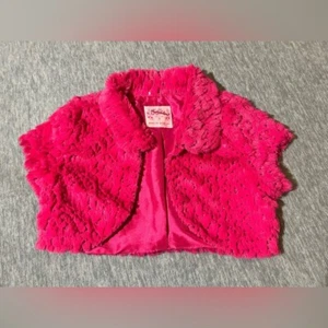 Justice shrug girls kids 12 Sequins Pink fuzzy soft layer lined sparkle cropped - Picture 1 of 7