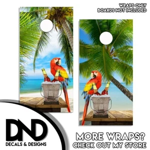 JUEGO DE CALCOMANÍAS CARIBEAN Paradise BEACH SCENE CORNHOLE CORNHOLE TABLERO DE VINILO V1/V3 - Imagen 1 de 3