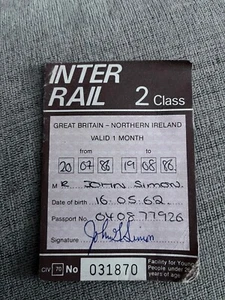 1986 Inter Rail 2 Class Great Britain Northern Ireland Booklet - Picture 1 of 3