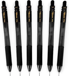 EnerGel X Retractable Gel Pen 0.7 mm Tip Home Office - Pentel Black - Pack of 6 - Picture 1 of 6