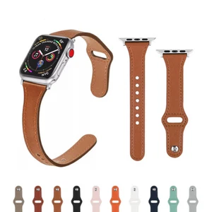 For Apple Watch Series Ultra 8 7 6 49mm Strap Band Slim Genuine Leather 41/45mm - Picture 1 of 23