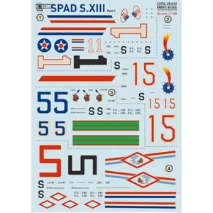 SPAD Xlll Teil 1 Decals Maßstab 1:48 PS 48-244 für Flugzeug Plastik Modellbausatz - Bild 1 von 3