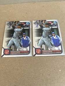 2022 Bowman Chrom Steven Kwan 2 Karten Lot RC #39 Cleveland Guardians - Bild 1 von 2