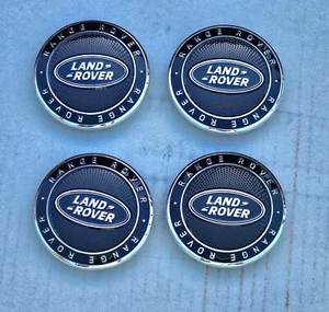 (4) brand new latest style Black Land Rover Range Rover Wheel Center Hub Caps - Picture 1 of 3