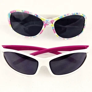 Girls/Kids Wrap Around Sunglasses Lot of 2 Unbranded Pink and Flowers Design - Picture 1 of 12