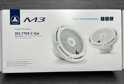 JL Audio M3-770X-C-Gw 7.7" 2-Way Marine Coaxial Speakers - White Classic Grilles