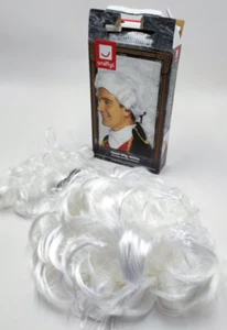 Smiffys Court Perücke weiß Kolonial Richter schwarze Schleife Locken 42096 - Bild 1 von 5