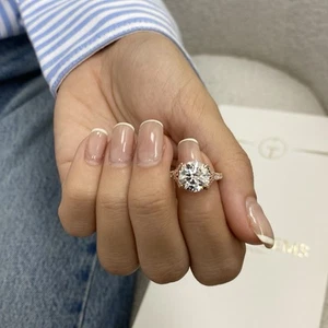 Diamond Women Ring Round VS1 F IGI Certified 3.45 CT Labcreated 18K Rose Gold - Picture 1 of 11