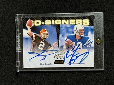 1999 Stadium Club Co-Signers #CS4 Peyton Manning Tim Couch On Card Auto Rookie - Image 1 of 2
