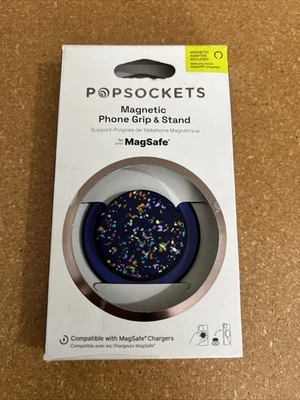 Empuñadura y soporte para teléfono PopSockets MagSafe redonda PopGrip para iPhone confeti azul marino Foto 1 de 4