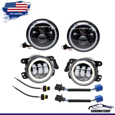 Para Hummer H2 H3T 2006~2010 7" Halo LED Faro DRL y 4" Pulgadas Kit Luces Antiniebla Foto 1 de 4