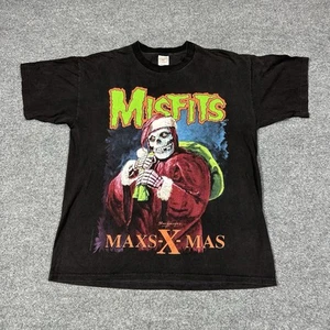 Vintage MISFITS Maxs X Mas Shirt XL Schwarz 1995 USA Kurzarm Baumwolle RAR - Bild 1 von 10