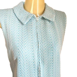 Vtg 1970s Jumpsuit  Textured Blue Poly Knit - Picture 1 of 3