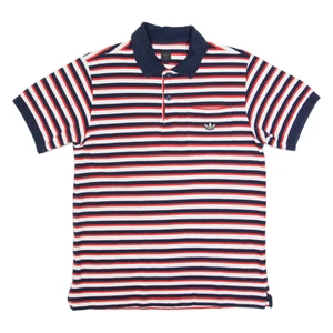 ADIDAS Mens Polo Shirt Red Striped L - Picture 1 of 6