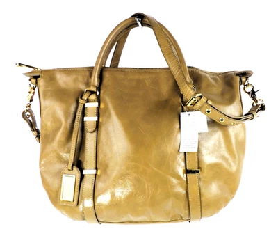 Cartera de cuero BADGLEY MISCHKA beige topo doble asa cremallera cierre correa para el hombro Foto 1 de 4