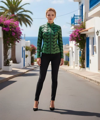 Mujer Cuero Hoja Chaqueta Mujer Cuero Mujer Chaqueta Cuero Mujer Todos los Colores Foto 1 de 4