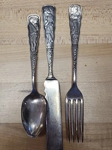 Antique Child’s Silverware. SilverPlate Figural Handle Kate Greenaway - Picture 1 of 9