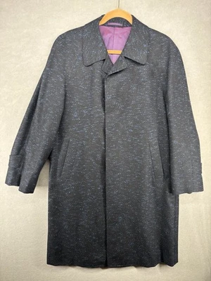 Abrigo Topman Hombre Mezcla Lana Doble Negro/Azul Talla M Japón Foto 1 de 4