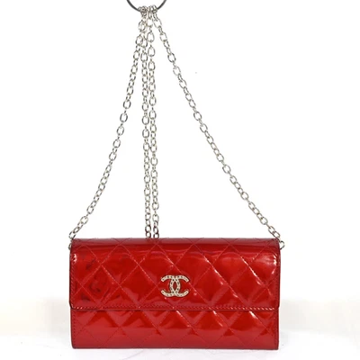 AUTÉNTICO CHANEL Cartera Larga Marca Coco Monedero Charol Rojo Italia P4589CR707 Foto 1 de 4