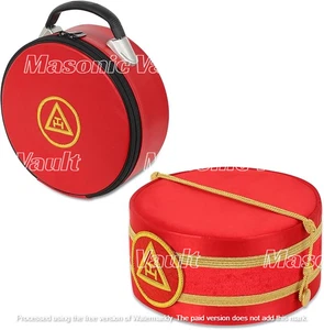Masonic Royal Arch Triple Tau Cap + Leather Case | Hand Embroidered All Size Ava - Picture 1 of 7