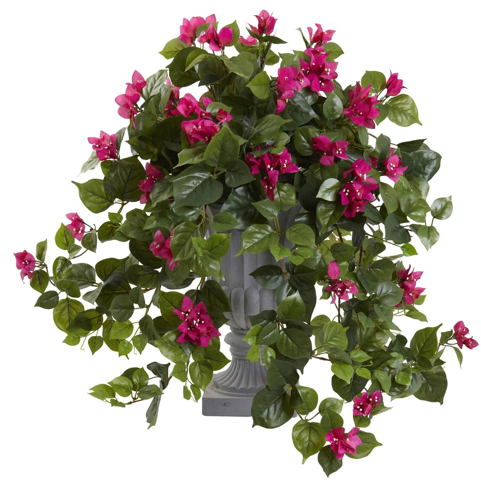 27" Bougainvillea Flowering Silk Plant With Decorative Urn - Nearly Natural - Image 1 of 1
