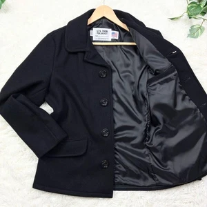 Guter Zustand Shot Wool Melton Single Pea Coat L schwarz - Bild 1 von 12