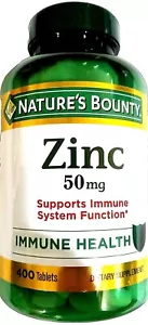 NATURE'S BOUNTY ZINC 50 mg 400 Tabs Supports Immune System Function EXP 08/2028 - Picture 1 of 1