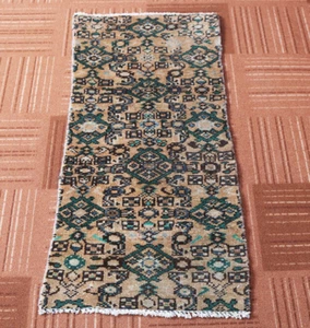 1x3 Vintage Hand Knotted Wool Traditional Oriental Area Rug - Imagen 1 de 11