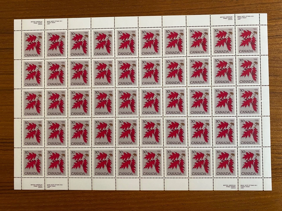 Canada Stamp Pane - 1977 30c MEDIUM-VALUE TREE DEFINITIVE Inscription Pane of 50 - Image 1 of 1