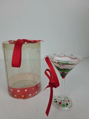 Ganz Vidrio Martini Combustible de Reno Adorno de Navidad con Cinta Roja 4"H Foto 1 de 4