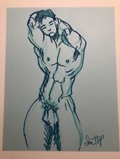 Nude Male Marker Drawing- Original Fine Art - Direct from + Signed by Artist