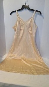 Nude Skin-Nancy King Full Slip 42 Lingerie Dress Chemise Pajama Gown USA Vintage - Picture 1 of 11
