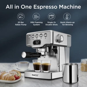 Kaffeemaschine Maschine Cappuccino/Latte 20 Bar mit Milchaufschäumerstab 1,8L Wassertank - Bild 1 von 6