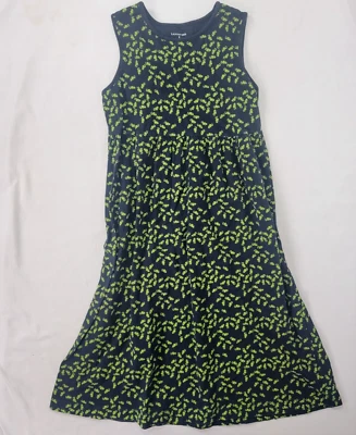 Vestido Lands End Niña Sin Mangas Azul con Estampado de Bigote Verde Talla 8 Verano Foto 1 de 4