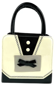 Bolso de Mano Dancing Days Patente, Negro Crema Brillo, Pinup Rockabilly Retro Años 50 - Imagen 1 de 9