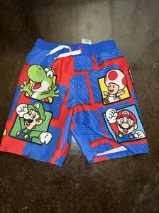 Super Mario Swim Trunks Size Xs Red & Blue - Picture 1 of 4