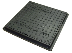 Inspection Chamber Solid Manhole Cover 400mm Square to 220-300mm Diameter CD 300 - Picture 1 of 3