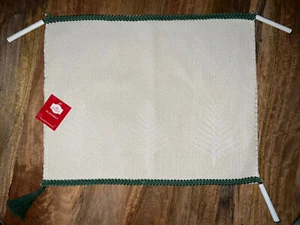 Holiday Time Cream Placemat With Embroidered Trees & Corner Tassels - Picture 1 of 5