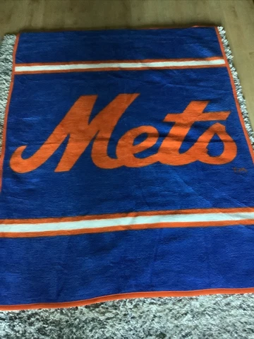 Vintage MLB Biederlack Of America New York Mets MLB 72”x56” Blanket Made In USA Cover