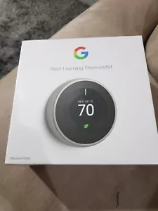 Sealed! Google Nest 3rd Gen Learning Thermostat T3007ES Stainless Steel - Picture 1 of 2